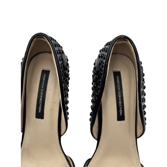 French Connection Size 8.5 Shoes Womens Black Studded Pointed-Toe High Heels - Picture 9 of 16